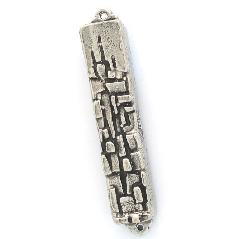 Abstract Carved Pewter Mezuzah