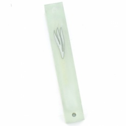 Glass Mezuzah with Silver Shin Large