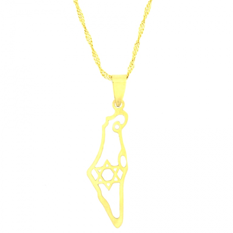Gold Tone Israel Outline Necklace [CLONE]