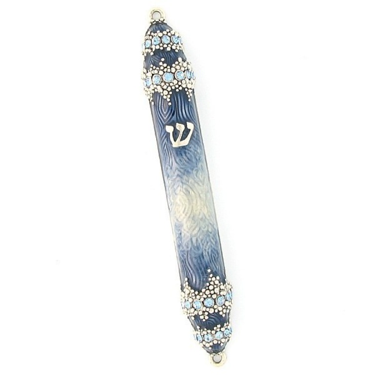 Granular Crystal Mezuzah in Blue - Small