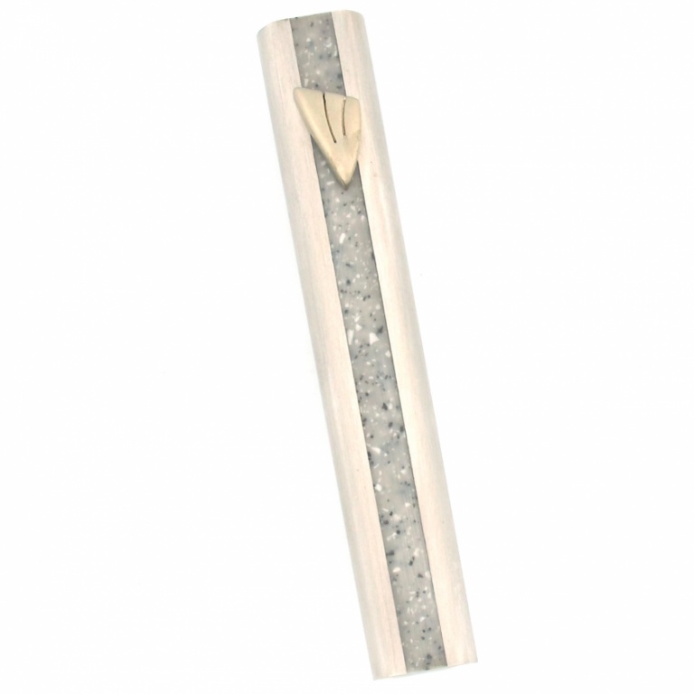 Metal and Marble Mezuzah - Small by Art Judaica