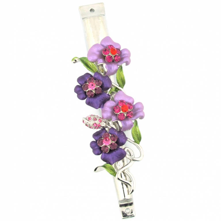Purple Floral Gemstone Mezuzah