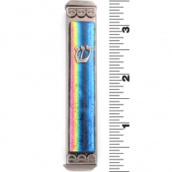 Shimmery-Rainbow-Fused-Glass-on-Metal-Mezuzah-223150-1