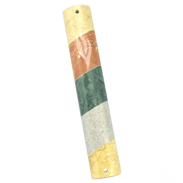 Striped Marble Mezuzah in Natural Colors - Extra Large