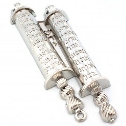 812103 - Torah Scroll Mezuzah in Shiny Pewter - B